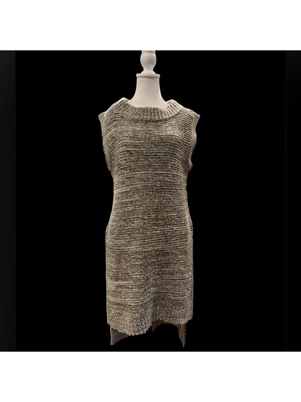 California Moonrise M heathered gray sleeveless crew knit hi/low knit sweater